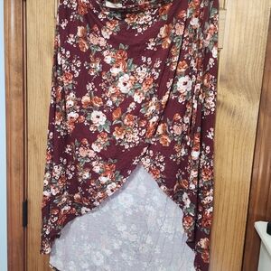 Floral Burgundy Midi Skirt